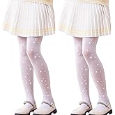 LOLANTA Girls Stockings 1/2 Pack Sparkle Tights Kids Stretchy Rhinestone Glitter See-through Pantyhose for 6-12Y