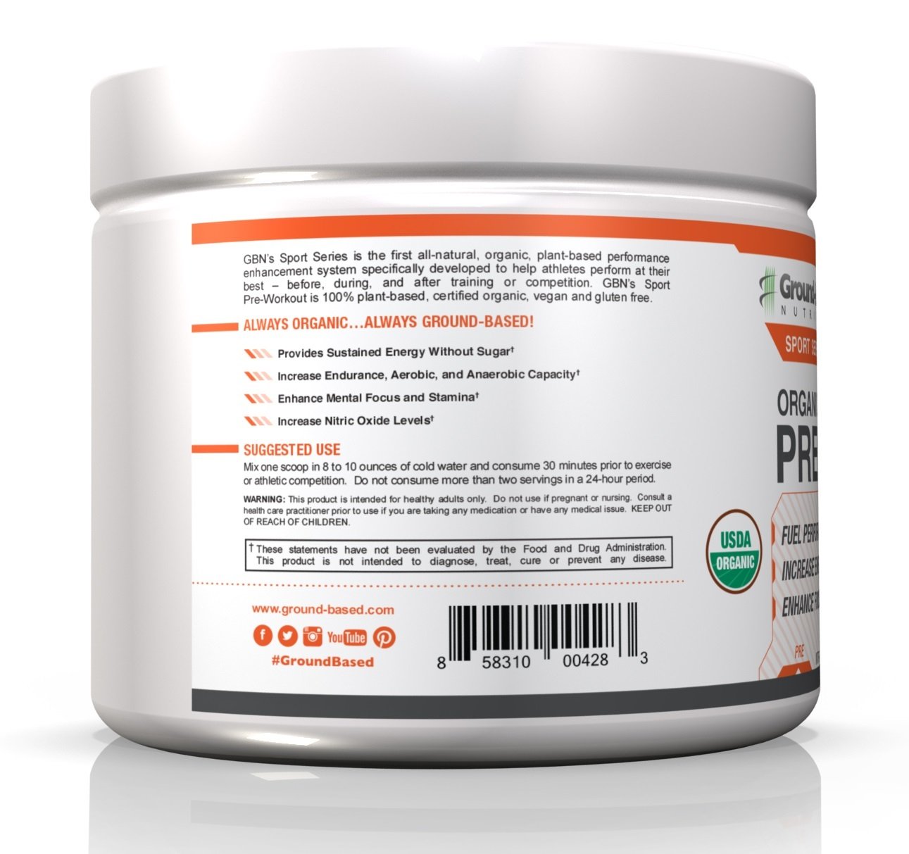 GroundBased Nutrition Certified Organic Preworkout 100