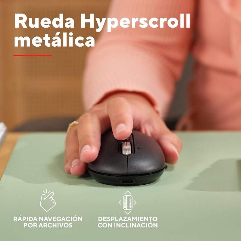 Rato sem fios Sero, Scroll Horizontal Rápido, Preto