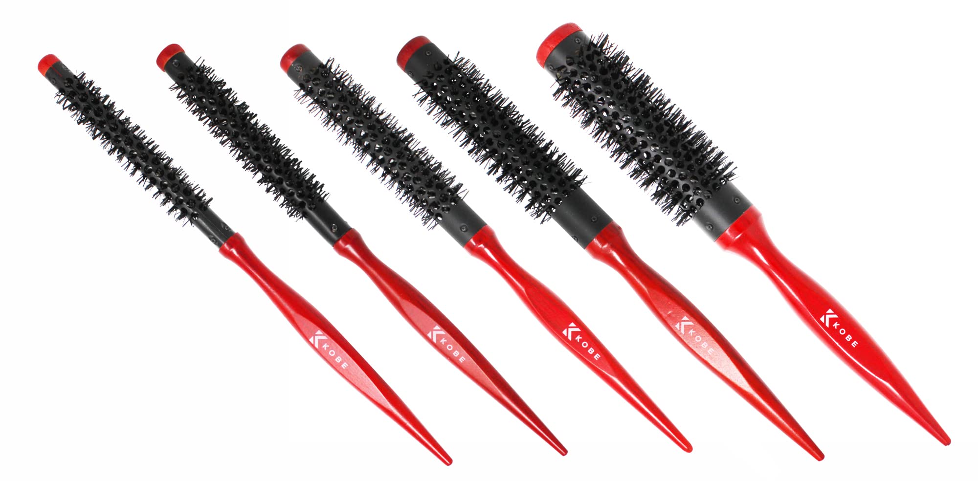 Kobe Red Wood Ionic Heat Resistant Styling Brush (Set Of 5)