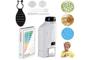 PIGDUN Little Marvin Microscope,Mini Microscope for Kids,Portable Microscope,Perfect Mini Microscope for Children’S Learning, Education and Exploring The World(White 6-Piece Set)