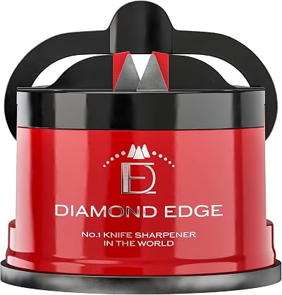 CW Diamond Edge No.1 Knife Sharpener Red Compact 2-Stage Safe Sharpening