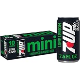 7UP Zero Sugar Lime Lemon Soda, 7.5 Oz Cans, 10 Count
