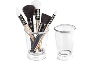 InterDesign iDesign Plastic Bathroom Countertop or Vanity Storage-Set of 2-Clear Tumbler, Pack of 2
