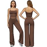 ABOCIW Womens Workout Sets 2 Piece Spaghetti Straps Crop Top Straight Leg Yoga Pants Yoga Pilates Outfits