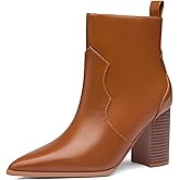 SICARE Pointed Toe Ankle Boots for Women, 3.2 Inch Chunky Heel Chelsea Booties, Block Heeled Side Zipper Cutout Fashion Dressy Boot for Work Party Dating