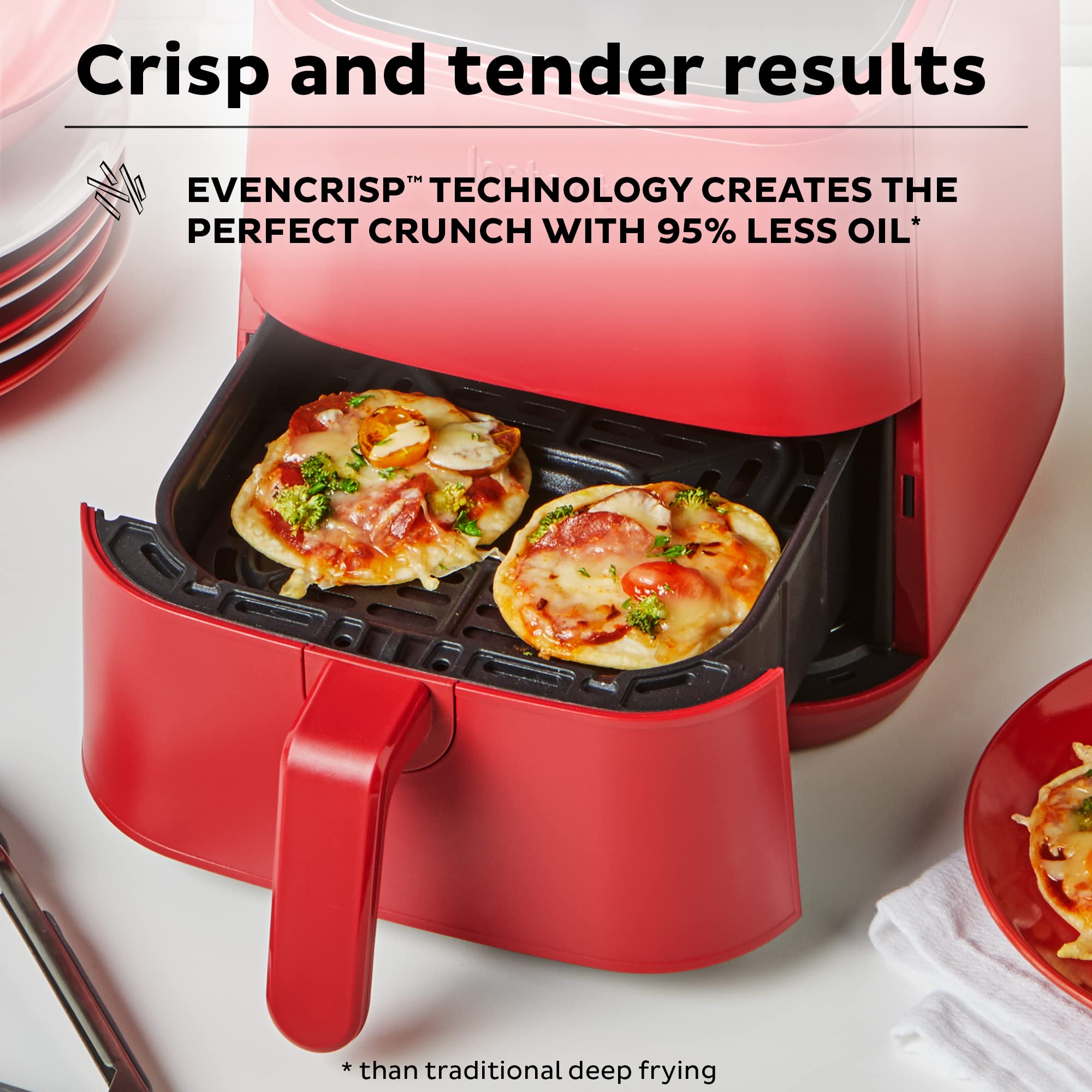 Mini freidora de aire Instant Pot Vortex 2QT, freidora de aire pequeña que crujiente, recalienta, hornea y asa para comidas rápidas y fáciles, incluye más de 100 recetas en la aplicación, es apta para lavavajillas, de los creadores de Instant Pot, roja