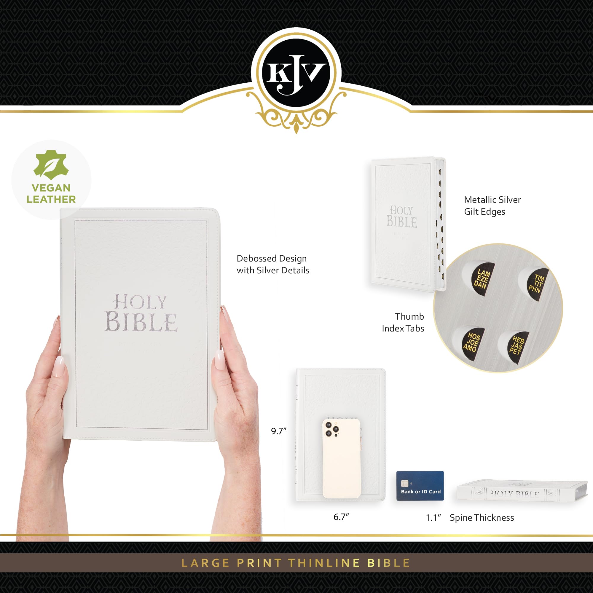 KJV Holy Bible, Thinline Large Print Faux Leather Red Letter Edition Thumb Index & Ribbon Marker, King James Version, White (KJV Thinline LP Editions) KJV Holy Bible, Thinline Large Print Faux Leather Red Letter Edition Thumb Index & Ribbon Marker, King James Version, White (KJV Thinline LP Editions) KJV Holy Bible, Thinline Large Print Faux Leather Red Letter Edition Thumb Index & Ribbon Marker, 