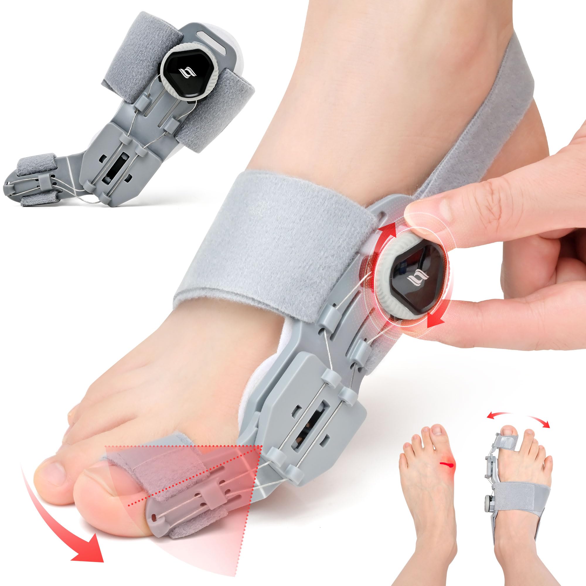 Photo 1 of Bunion Corrector for Women & Men,Adjustable Universal Size Bunion Splint, Big Toe Straightener, Bunion Fix Device with 2 Silicone Pads, Better Fit to the Toes Without Damaging the Skin(1PCS,Gray)