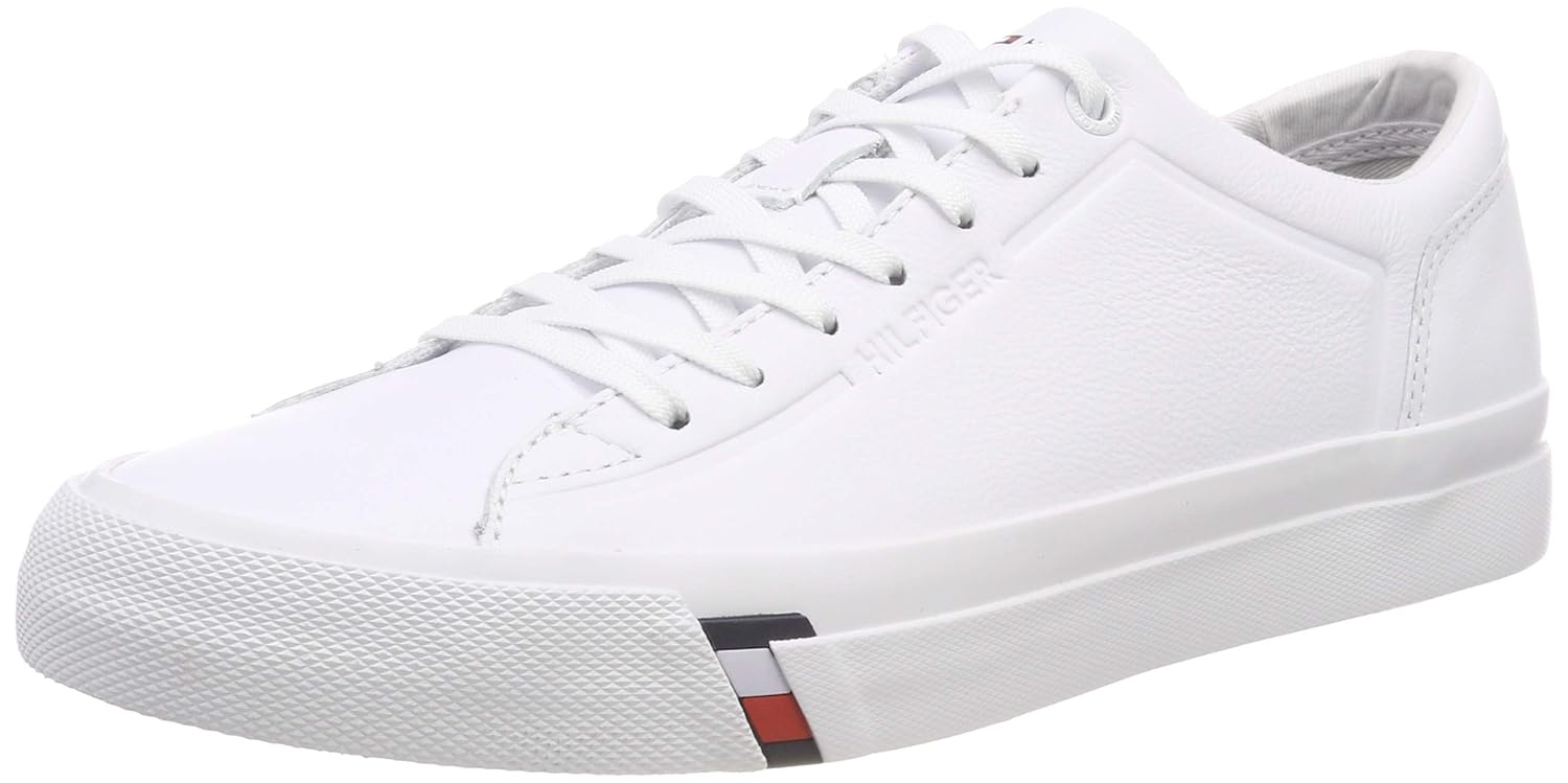 tommy hilfiger white corporate leather trainers