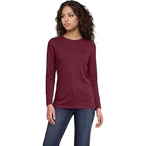 Lands' End Women's Plus Size Lightweight Jersey Skimming Long Sleeve Crew Neck T-Shirt