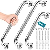 Tetutor 3 Pack Grab Bars for Bathtubs and Showers, 16-Inch and 12-Inch Anti-Slip Bathroom Shower Grab Bars for Seniors Wall, Safety Handicap Grab Bars Stainless Steel,Shower Handle for Elderly