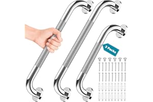 Tetutor 3 Pack Grab Bars for Bathtubs and Showers, 16-Inch and 12-Inch Anti-Slip Bathroom Shower Grab Bars for Seniors Wall, 