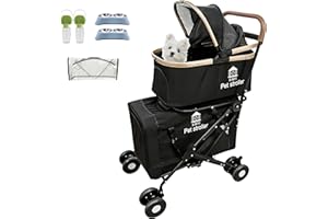 XINYI XL Extra-Large Double Pet Stroller, Running&Travel Pet Cart with Weather Cover, Cat&Dog Stroller for Large/Medium/Small Pets, Outdoor Pet Supplies