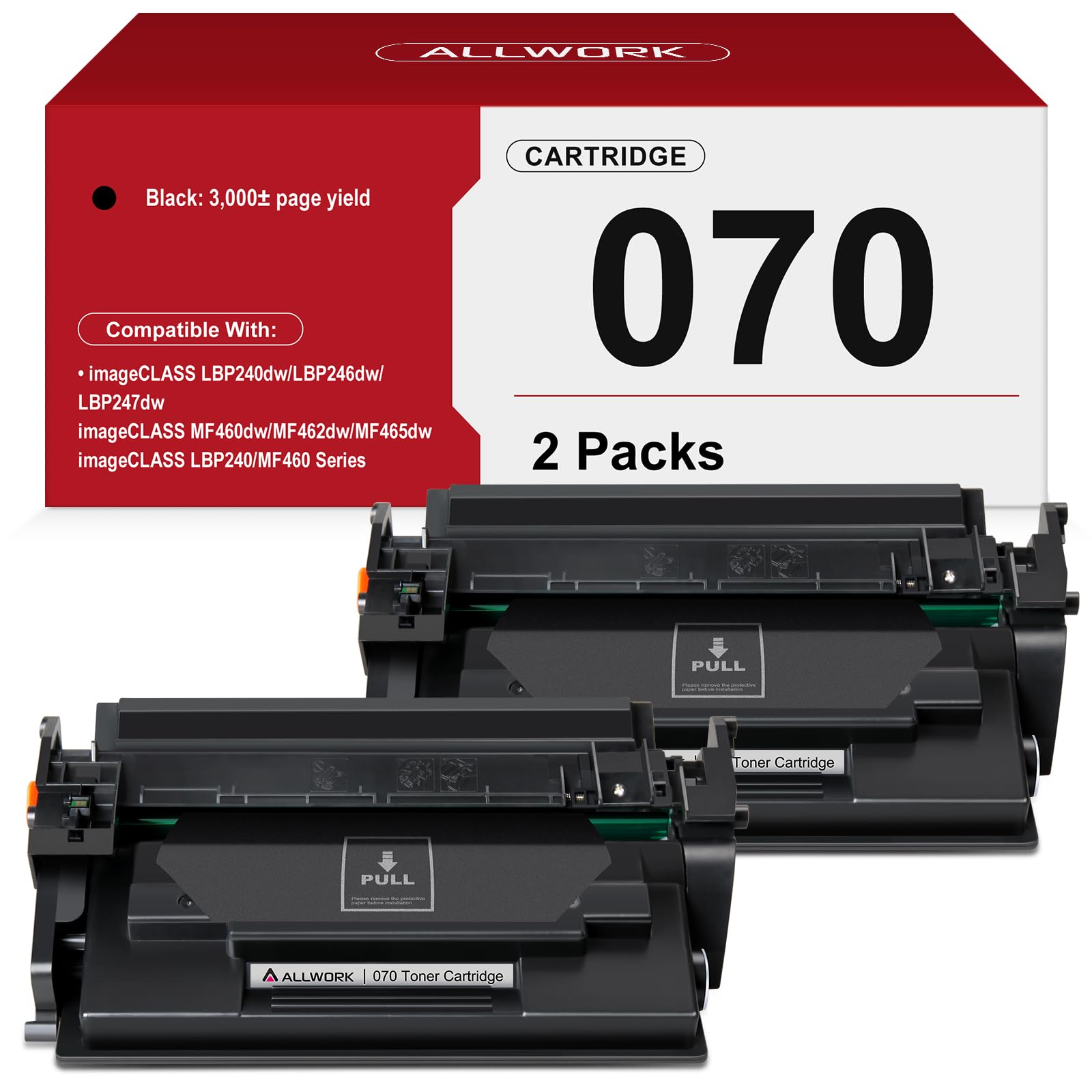 Photo 1 of 070 Black Toner Cartridge Compatible Replacement for Canon 070 crg-070 for imageCLASS MF465dw MF462dw MF460dw LBP246dw LBP247dw LBP240dw Printer 2 Pack