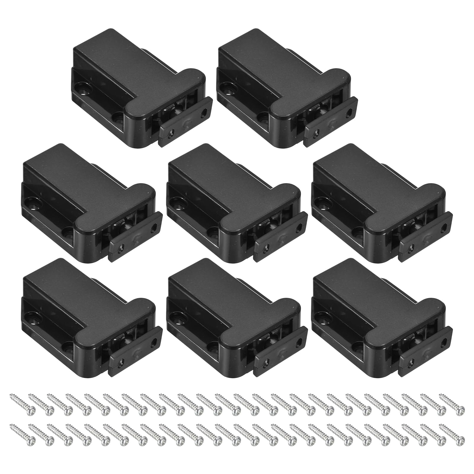 uxcell 8 Set Push to Open Door Catch ABS Automatic Spring Loaded Push-in Touch Catches for Cabinet Cupboard Door (Black)