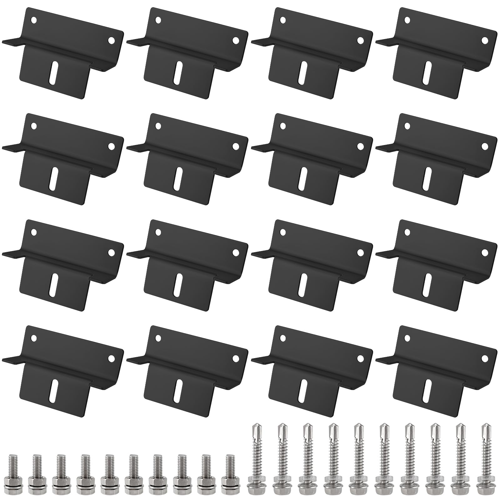 Photo 1 of KOHAND 16 Units Solar Panel Mounting Brackets, Aluminum Z Bracket with Nuts and Bolts, Black Solar Panel Z Brackets for RV Roof, Trailers, Boats, Yachts