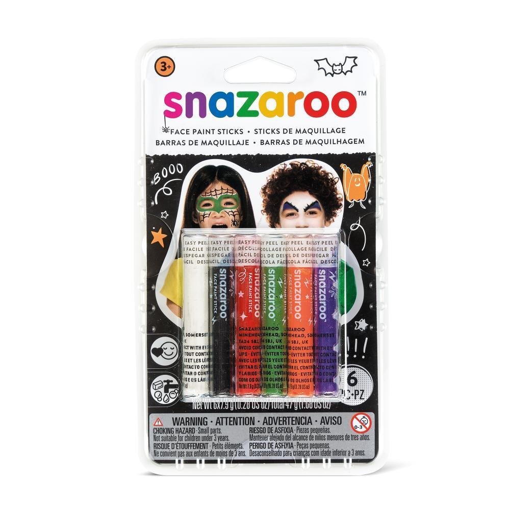 Snazaroo Painting Sticks, Fantasy, Pack of 6, Safe and Non-Toxic, Easy to Remove with Soap & Water, ideal for parties and fancy dress occasions, for Ages 3+