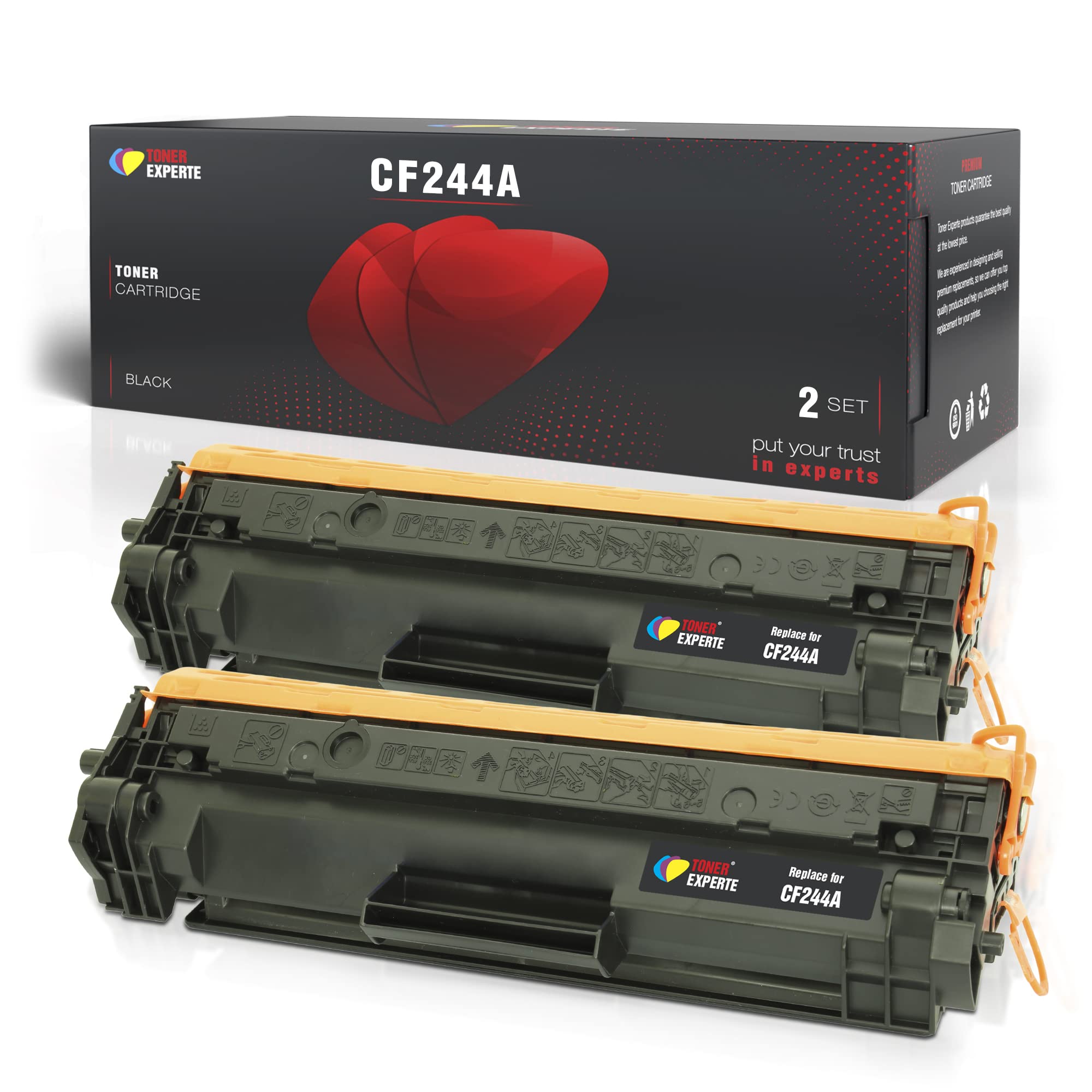 TONER EXPERTE Compatible CF244A 44A Black Toner Cartridge Replacement for CF 244A for LaserJet Pro M15w M15a MFP m28w M28a M29w Printer 2-Pack