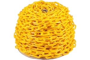 MAHIONG Plastic Chain Links 164 Feet Yellow Safety Barrier Chain, 1.4 Inch Diameter Plastic Barrier Chain for Crowd Control, 