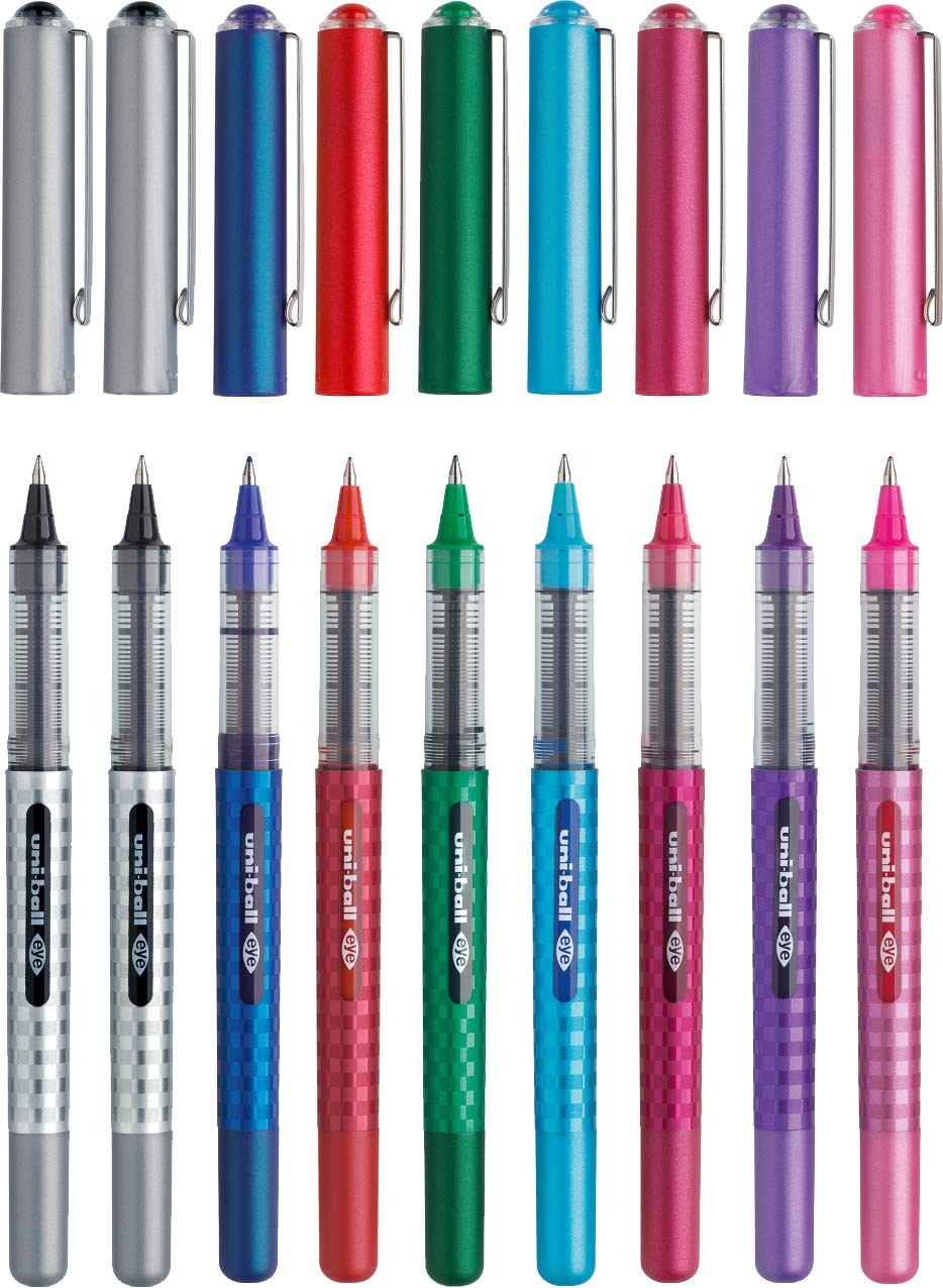 Uni-Ball Eye UB-157D Rollerball Pen Medium 0.7 mm Ball [Pack of 9] One of Each Colour