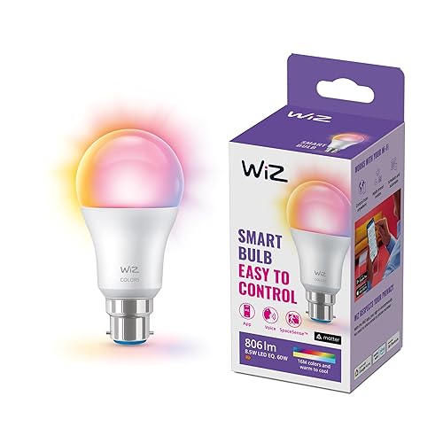 WiZ Smart Colour Bulb, A60, 8.5W, Colour, Motion Sensor with App, Connected WiFi Works with Alexa, Google Assistant & HomeKit, App Control for Home Indoor Lighting, Bedroom, Energy Monitoring
