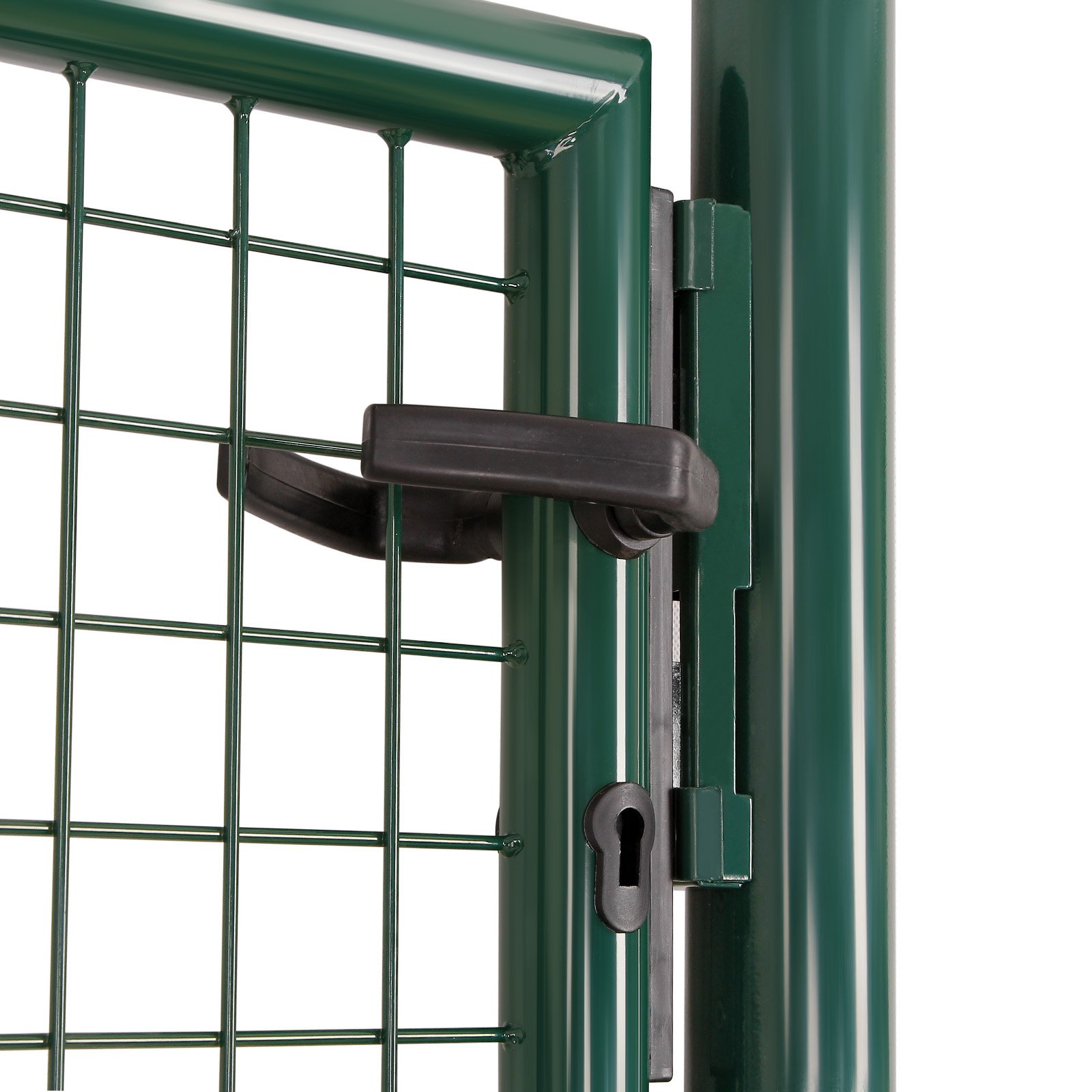 SONGMICS Gartentor, Gartentür, verzinkter Stahl, robust und langlebig, abschließbar, rundes Rohr, Tür 87 x 90 cm, 106 x 90 cm (B x H), grün GGD150G 4