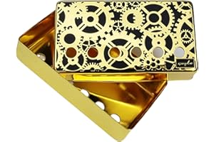 Guyker Humbucker Pickup Cover (50mm/52mm Pole Spacing) – Cupronickel Bridge and Neck Pickups Frame Set Replacement Parts for Les Paul LP Style Electric Guitar, Gear Style, PC004 Gold