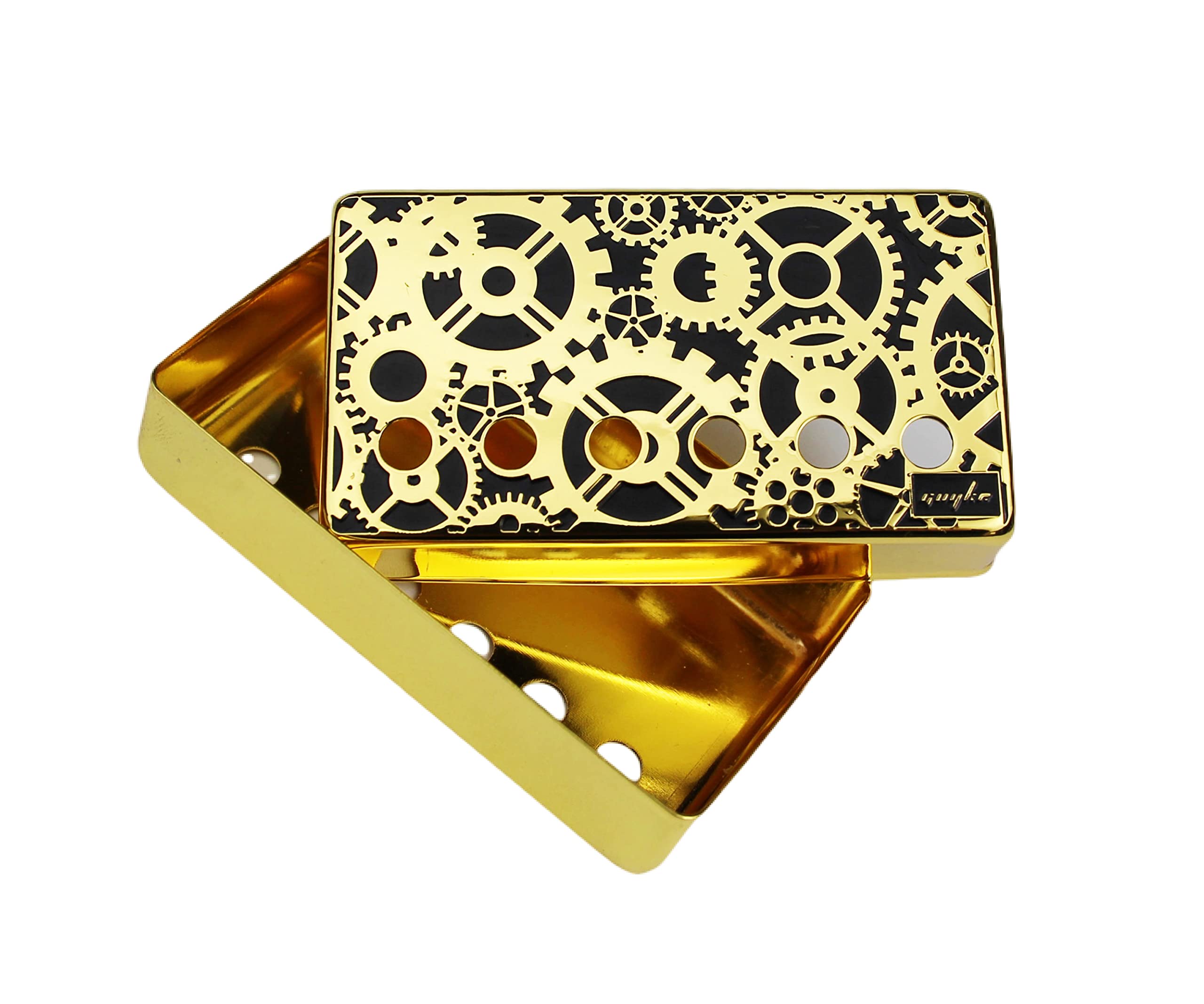 Guyker Humbucker Pickup Cover (50mm/52mm Pole Spacing) – Cupronickel Bridge and Neck Pickups Frame Set Replacement Parts for Les Paul LP Style Electric Guitar, Gear Style, Gold