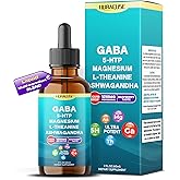 NURAFUSE Liposomal GABA, 5-HTP, Magnesium, Theanine, Ashwagandha Liquid Drops – Ultra Potent, Raspberry Taste – 2 FL OZ (60ml)