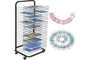 Séchoir à peinture en métal avec 25 étagères amovibles pour salle de classe et studios, support de rangement pour toile d'art