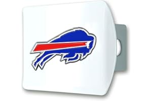 FANMATS 43399 NFL - Buffalo Bills Color Hitch Cover - White with Metal Chrome 3D Logo Emblem – Easy Installation on Truck, SUV, Car - Ideal Gift for Die Hard NFL Fan