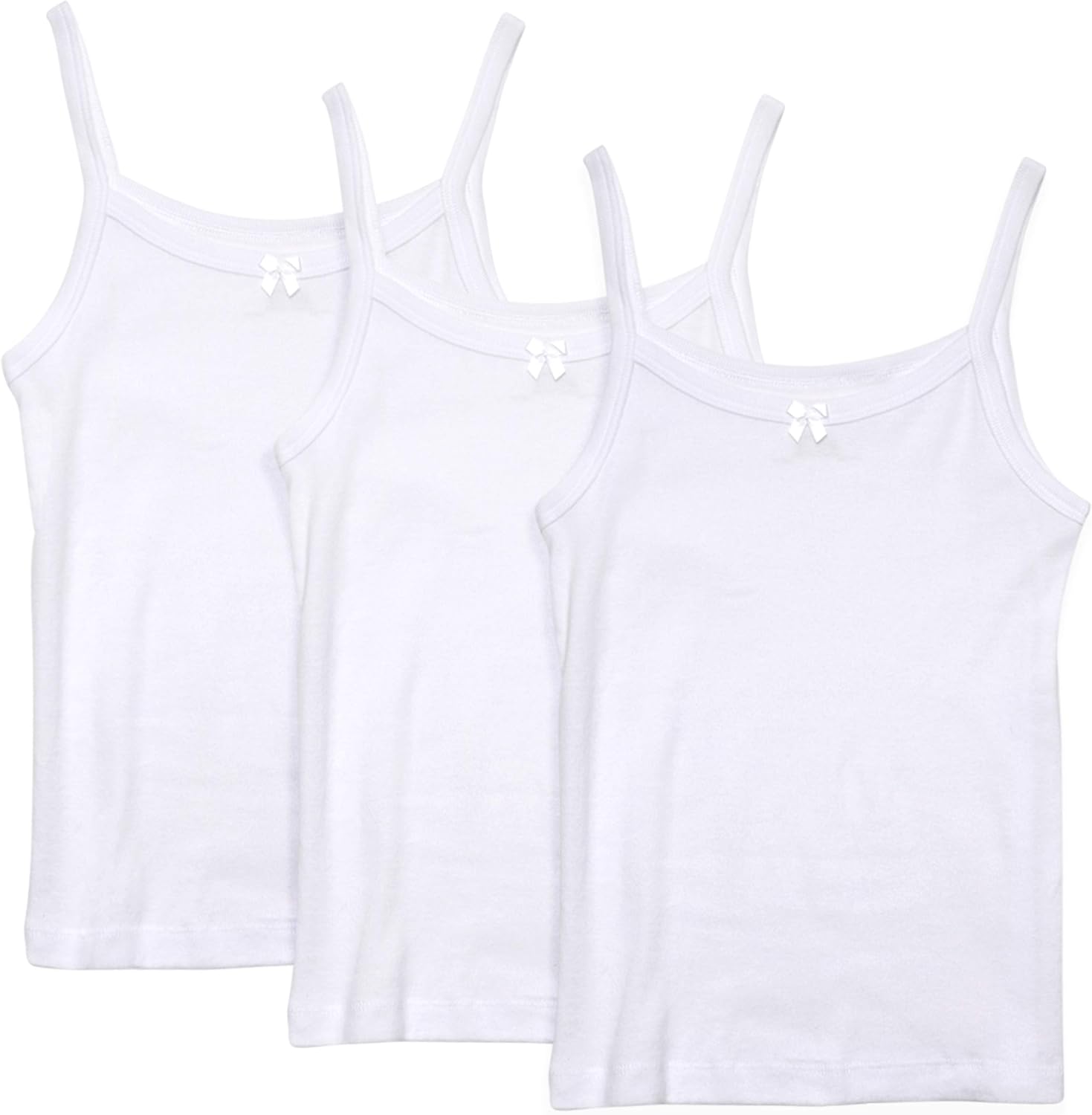 Rene Rofe Girls Solid White Tagless Cami Super Soft Undershirts (3/Pack): Clothing