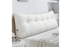 Shuyeon Headboard Pillow - Queen-Sized Headboard Wedge Pillow for Daybeds and Bunk Beds - Durable, Comfortable, with Removable Velvet Cover (White, 59x20x8Inches)