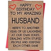 Ziwenhu Birthday Card for Husband,Romantic Birthday Card from Wife,Happy Bday Cards, Sweetheart Gift Idea for Men Him