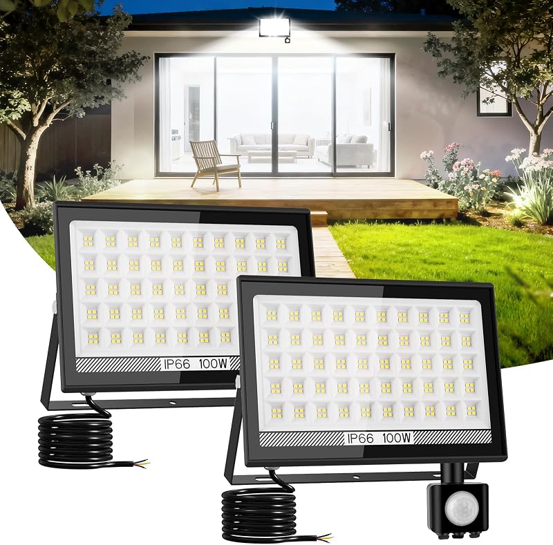 NATPOW Security Lights Outdoor Motion Sensor 100W 11000LM 2 Pack