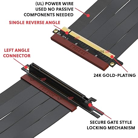 LINKUP - Ultra PCIe 4.0 X16 Riser Kabel [RTX4090 RX6950XT x570 B550 Z690 Getest] Afgeschermd Verticaal Gemonteerd Gaming PCI Express Gen4┃Linker Hoekcontactdoos (28cm) Gen 3.0 Compatibel