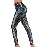 Alaroo Halloween Shiny Fish Scale Mermaid Leggings for Women Pants S-4XL