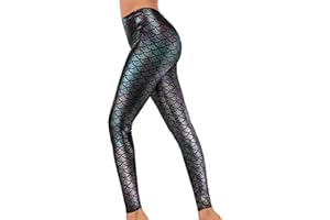 Alaroo Halloween Shiny Fish Scale Mermaid Leggings for Women Pants S-4XL