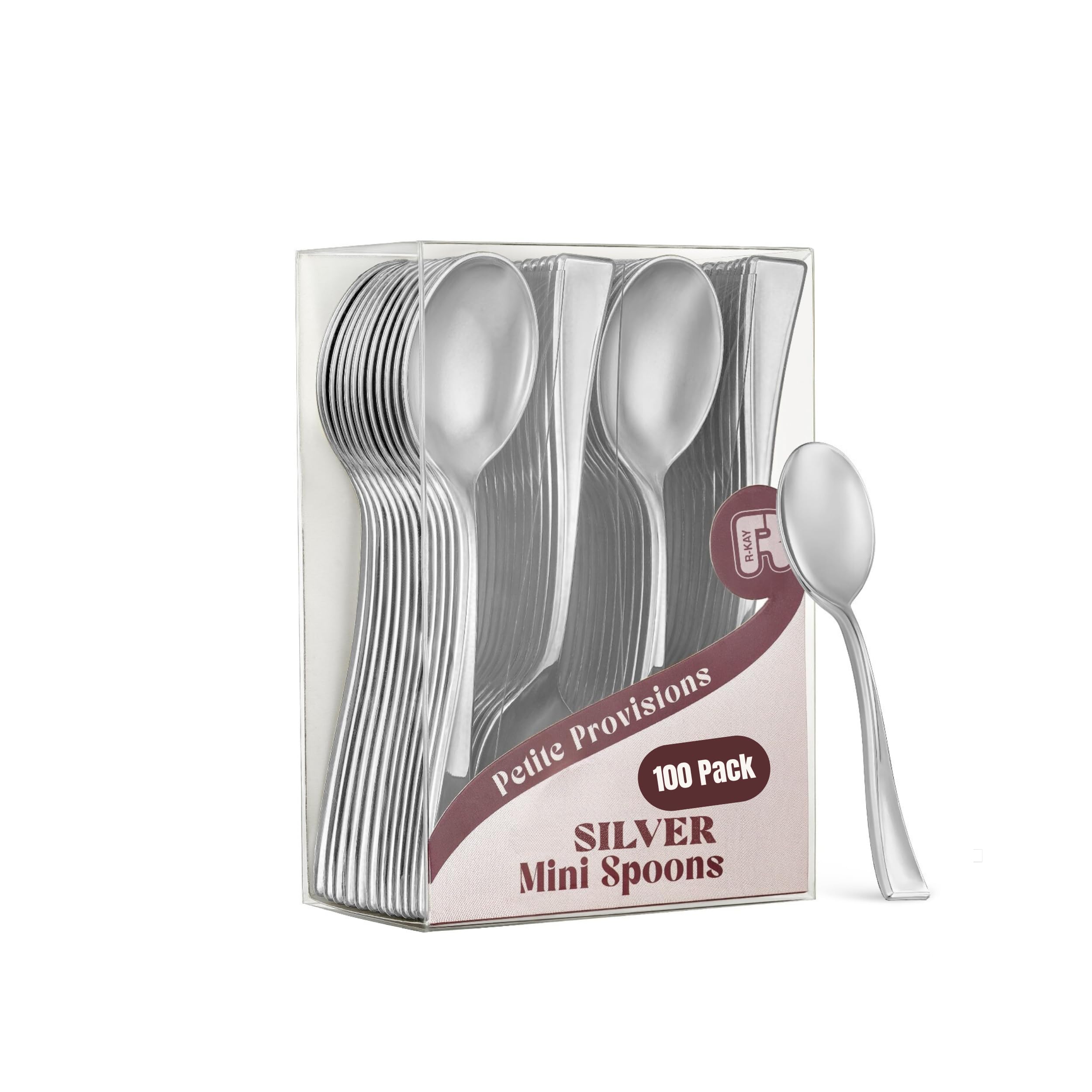 Photo 1 of 100 Silver Small Spoons - 4 Inch Silver Mini Spoons Heavy duty, Ideal For Dessert, Ice Cream, Tastings, Cocktails.
