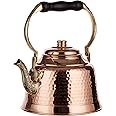 DEMMEX Tea Lover's Copper Teapot, Heavy Gauge 1mm Thick Hammered Solid Copper, Copper Tea Pot Kettle Stovetop Teapot, Tin Lined, Handmade (1.6-Quarts)