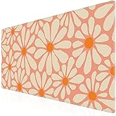 iCasso Desk Mat, Desk Matt for Desktop, Cute Desk Pad Mat, XXL Large Mouse Pad for Desk, Anti-Slip Big Mousepad with Stitched Edges, Keyboard Pad Mouse Mat for Computer, Work, Gaming (Orange Floral)