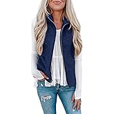 LOMON Womens Fuzzy Sherpa Fleece Jacket Lightweight Vest Cozy Sleeveless Cardigan Zipper Waistcoat Outerwear with Pocket
