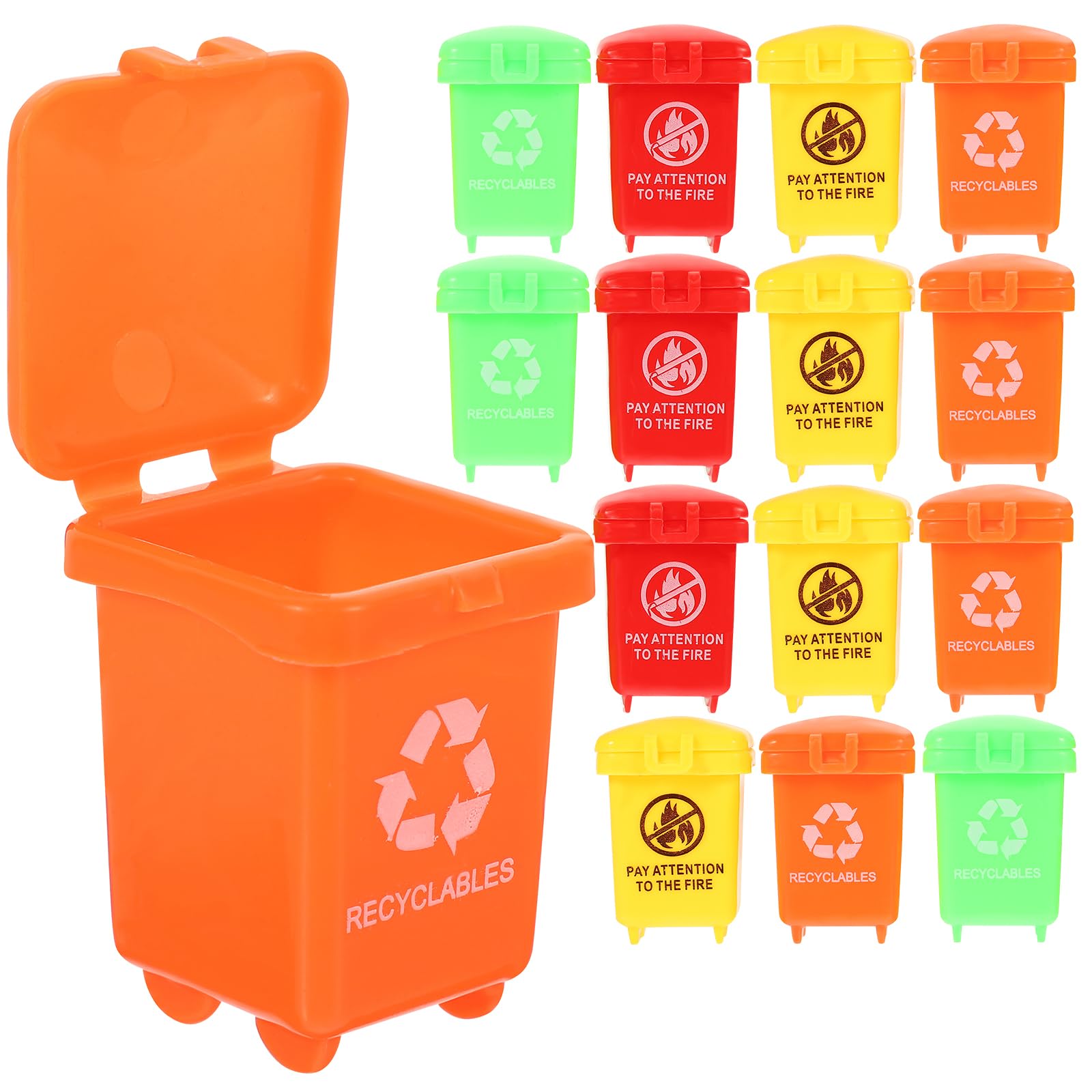 Photo 1 of jojofuny 1.7x1.2 Inch Mini Trash Cans Toy, 20pcs Tiny Garbage Can Garbage Classification Toys for Pencil Cup Desktop Organizer Trash Truck Party Supplies