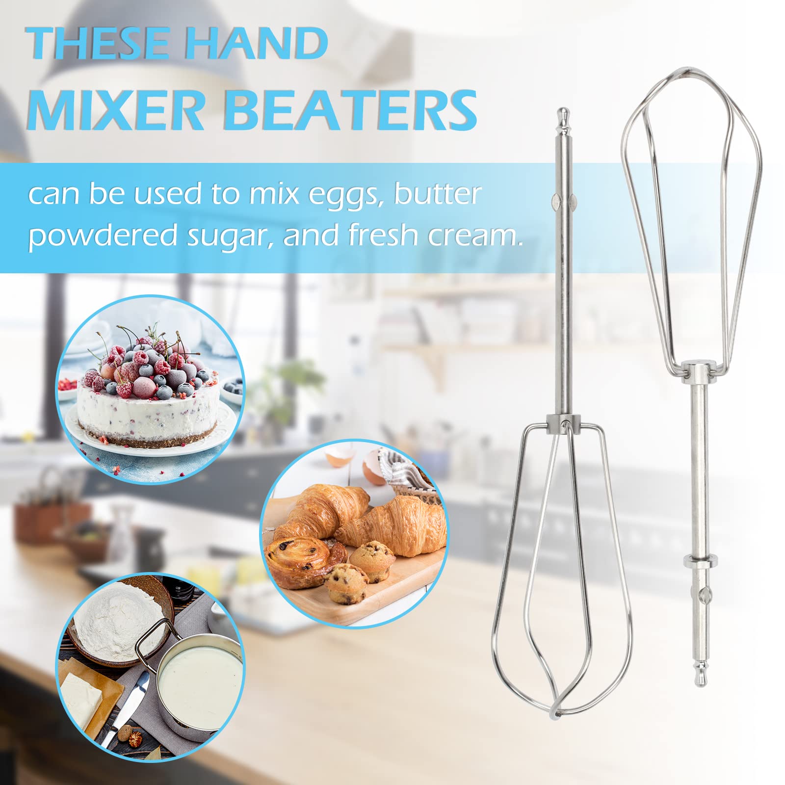Hand Mixer Beaters Compatible with Cuisinart CHM Mixer, HM-50, HM-70, 9 7 5 3 Mixer Attachments, for Cuisinart Blender Replacement Parts, fit Cuisinart Stainless Steel Hand Mixer Replacement Beaters