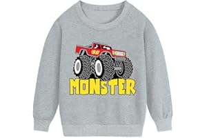 Tkria Boys Sweatshirt Monster Truck Train Toddler Sweater Cotton Long Sleeve Shirt Pullover 1-7T