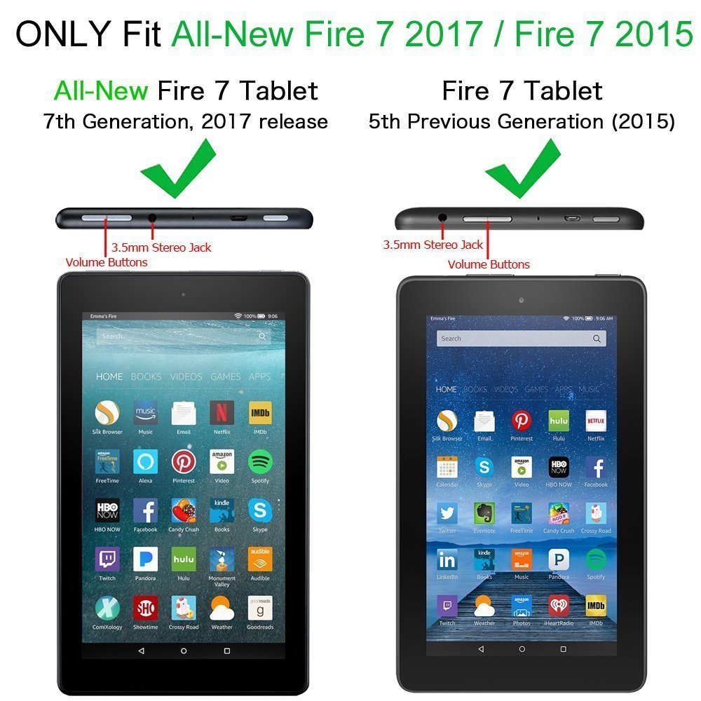 F i r e 7 Case, Cabesty Light Weight Kids Friendly Shock Proof Convertible Handle Stand Cover for A m a z o n F i r e 7 inch Display Tablet (5th Generation 2015 Release) - Purple