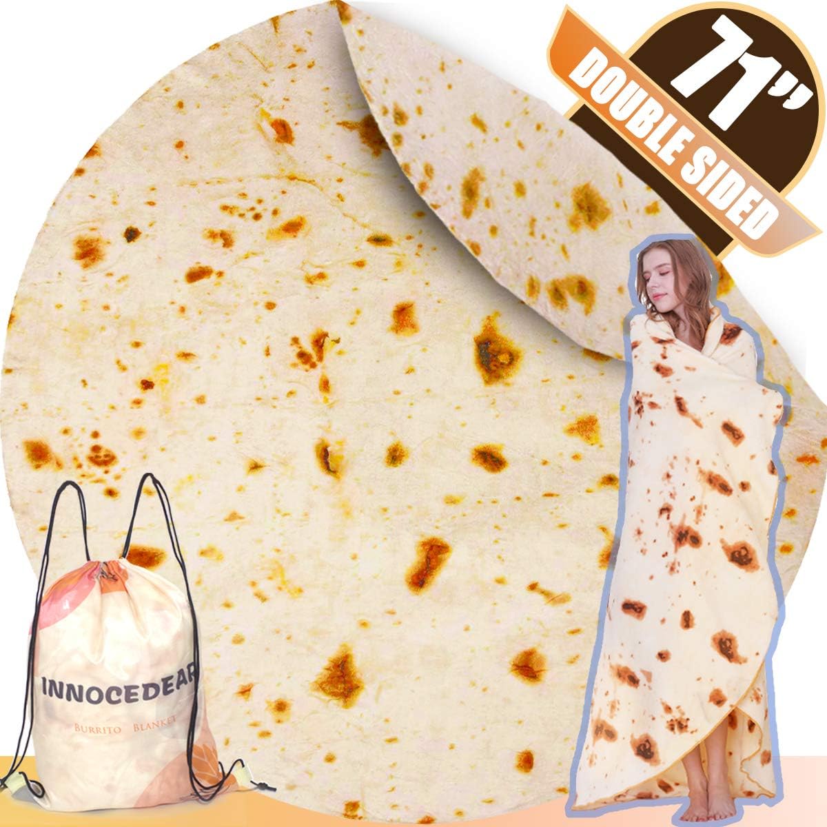 INNOCEDEAR Burritos Tortilla Blanket,71 Inches Double Side