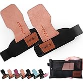 Frelaxy Weight lifting Grips Women, Weightlifting Wrist Straps with Cushion Wrist Loop, Double Layer Leather, and Storage Pou