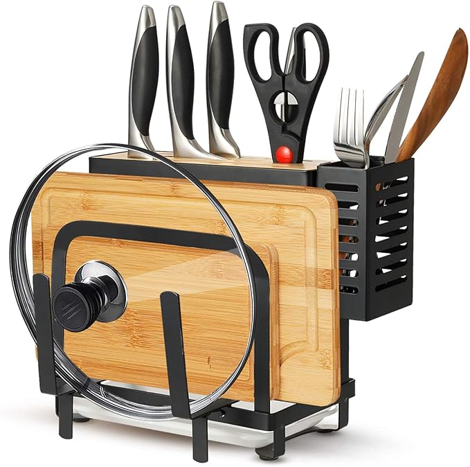 Kitchen Knife Holder, 4 In 1 Knife/Cutting Board/Pot Lit